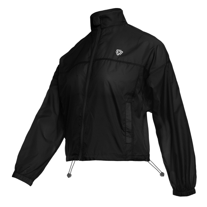 Vanjska windbreaker jakna za trčanje – stojeći ovratnik, dugi rukavi, labav kroj, brzo sušeći poliester, UPF50