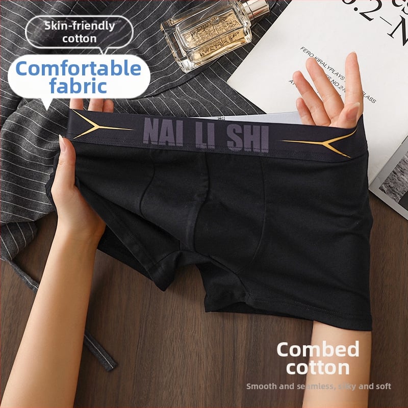 Boxeri bărbați din bumbac respirabil, tricot, talie medie, 95–100% bumbac