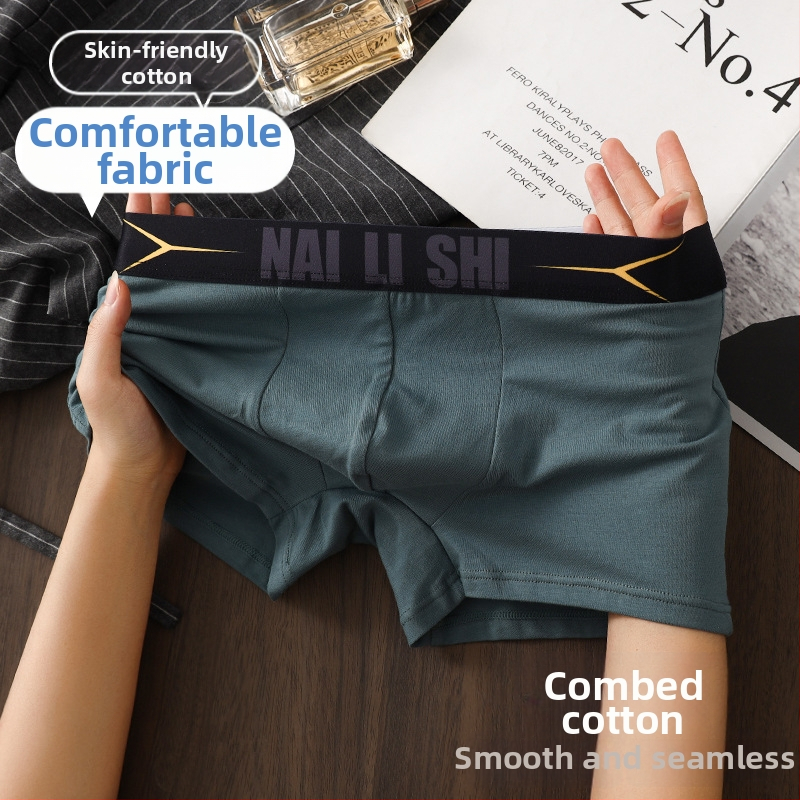 Boxeri bărbați din bumbac respirabil, tricot, talie medie, 95–100% bumbac