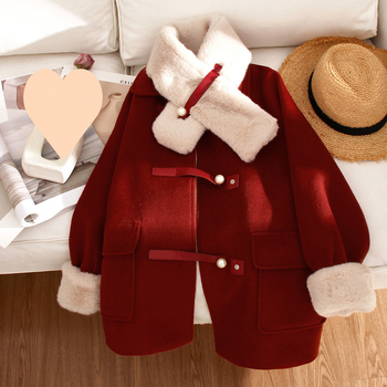 Γυναικείο παλτό από ακρυλικό μαλλί, φαρδιά γραμμή, μακρύ μήκος, γιακά polo, μακριά μανίκια, κούμπωμα με ένα κουμπί