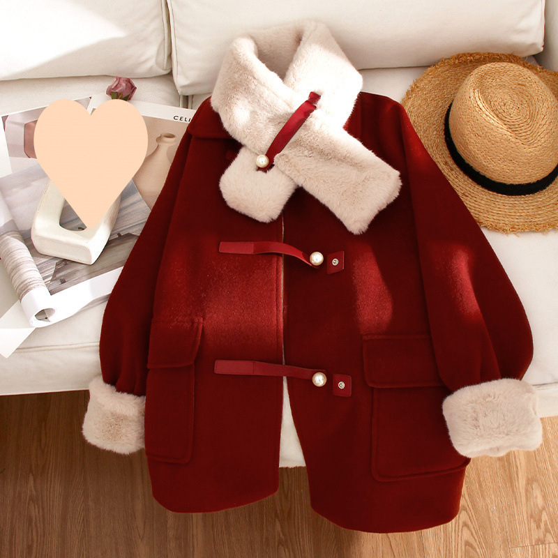 Γυναικείο παλτό από ακρυλικό μαλλί, φαρδιά γραμμή, μακρύ μήκος, γιακά polo, μακριά μανίκια, κούμπωμα με ένα κουμπί