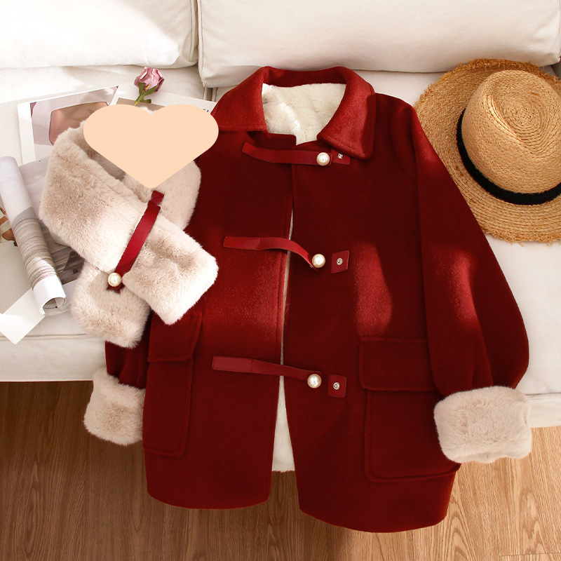 Γυναικείο παλτό από ακρυλικό μαλλί, φαρδιά γραμμή, μακρύ μήκος, γιακά polo, μακριά μανίκια, κούμπωμα με ένα κουμπί