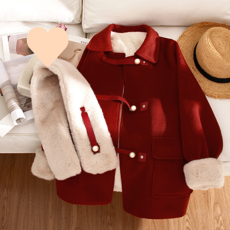 Γυναικείο παλτό από ακρυλικό μαλλί, φαρδιά γραμμή, μακρύ μήκος, γιακά polo, μακριά μανίκια, κούμπωμα με ένα κουμπί