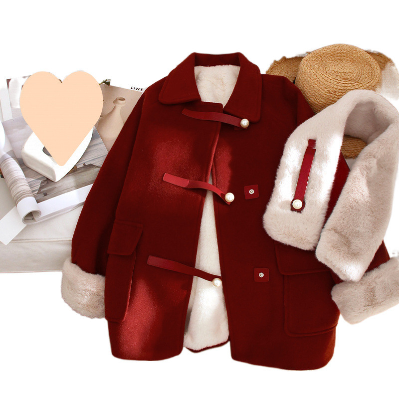 Γυναικείο παλτό από ακρυλικό μαλλί, φαρδιά γραμμή, μακρύ μήκος, γιακά polo, μακριά μανίκια, κούμπωμα με ένα κουμπί