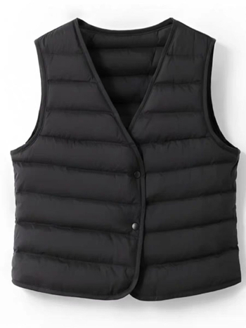 Ženski down vest, 86–90% perja, punilo: gusje perje, poliester tkanina, V-izrez