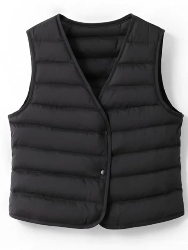 Ženski down vest, 86–90% perja, punilo: gusje perje, poliester tkanina, V-izrez
