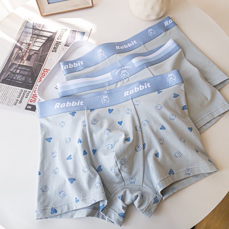 Boxeri bărbați talie medie, imprimeu iepuraș cartoon, modal, respirabili