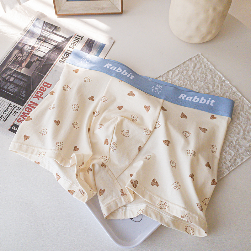 Boxeri bărbați talie medie, imprimeu iepuraș cartoon, modal, respirabili