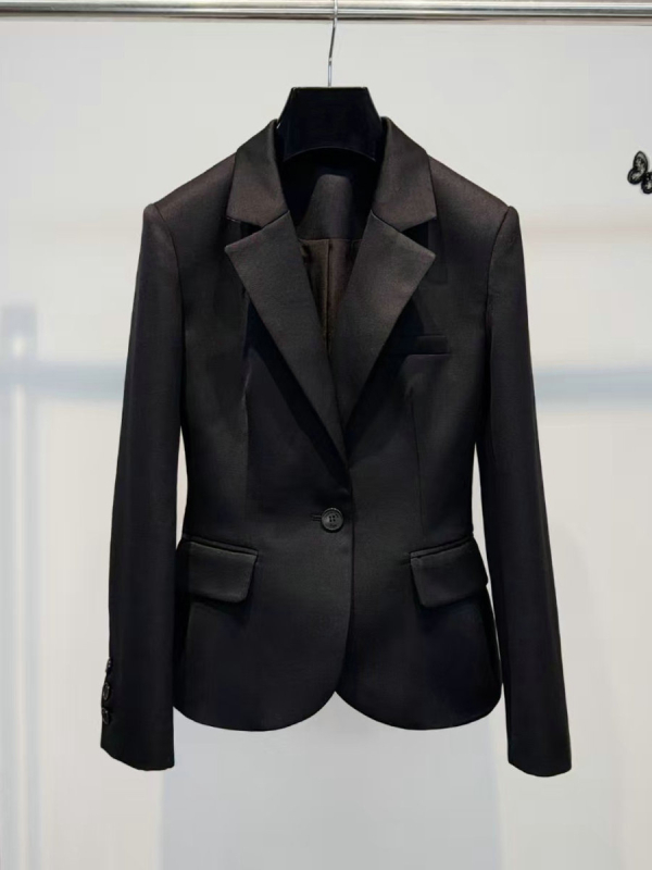 Ženski vuneni sako, slim fit, kopčanje na jedan gumb, 70-80% vuna, srednja duljina, vintage elegantan stil