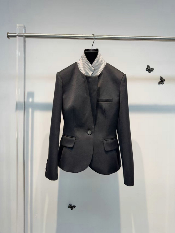 Ženski vuneni sako, slim fit, kopčanje na jedan gumb, 70-80% vuna, srednja duljina, vintage elegantan stil