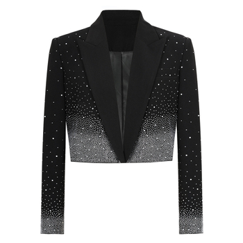 Slim-fit blejzer s perlicama od spandeksa, dugi rukavi, ovratnik sakoa