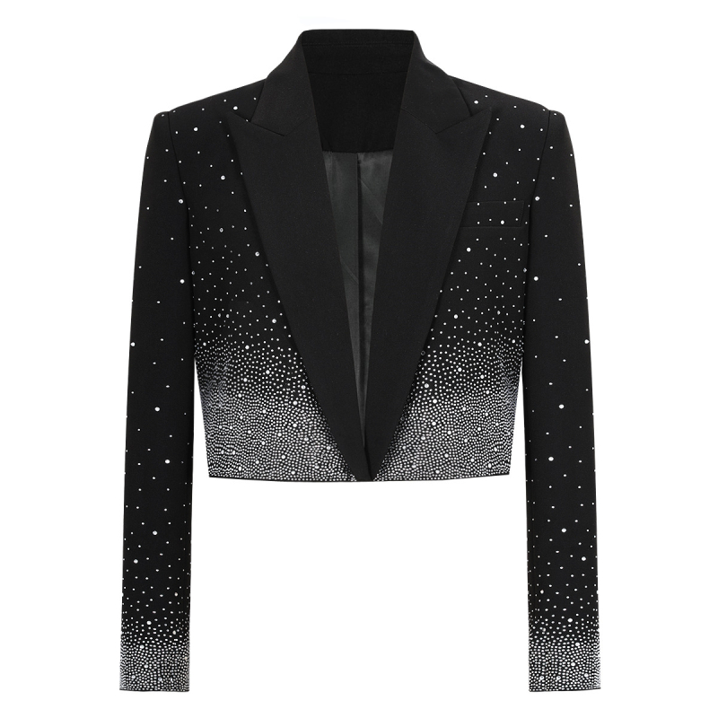 Slim-fit blejzer s perlicama od spandeksa, dugi rukavi, ovratnik sakoa