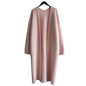 Dugi, široki kardigan od imitacijskog mink velura, debeli, V-izrez, dugi rukavi