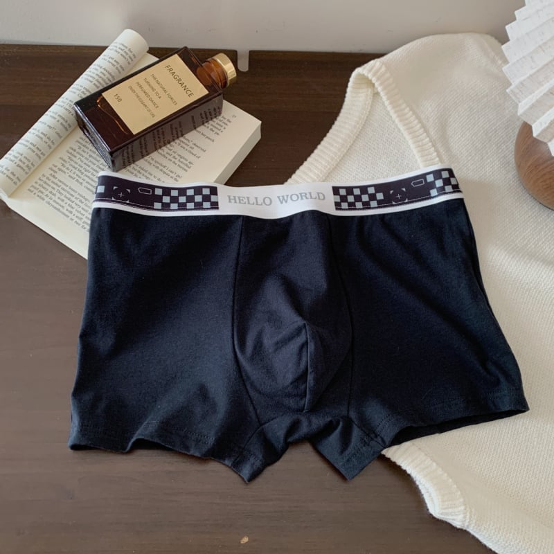 Boxeri bărbătești din bumbac, antibacterieni, talie medie, respirabili, tricotate — 90–95% bumbac, căptușeală în zona inghinală 100% bumbac