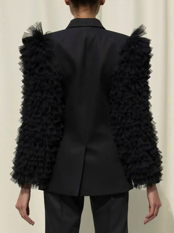 Női Western-stílusú kis kosztüm – patchwork, poliészter, laza szabásvonal, hosszú ujjú, egygombos zárás