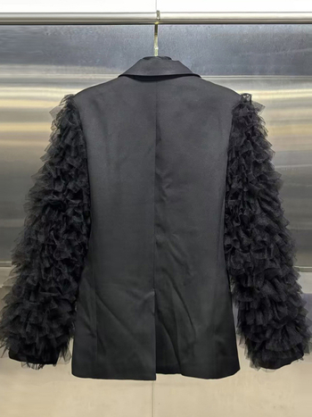 Női Western-stílusú kis kosztüm – patchwork, poliészter, laza szabásvonal, hosszú ujjú, egygombos zárás