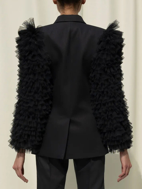 Női Western-stílusú kis kosztüm – patchwork, poliészter, laza szabásvonal, hosszú ujjú, egygombos zárás