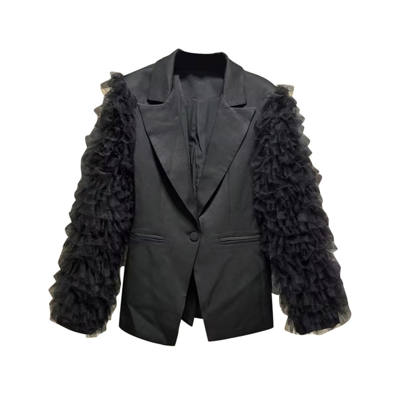 Női Western-stílusú kis kosztüm – patchwork, poliészter, laza szabásvonal, hosszú ujjú, egygombos zárás