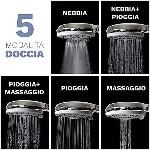 Ručni tuš s pet režima prskanja i gornjim tušem (ABS kućište, 0-90°C, nominalni tlak 80)