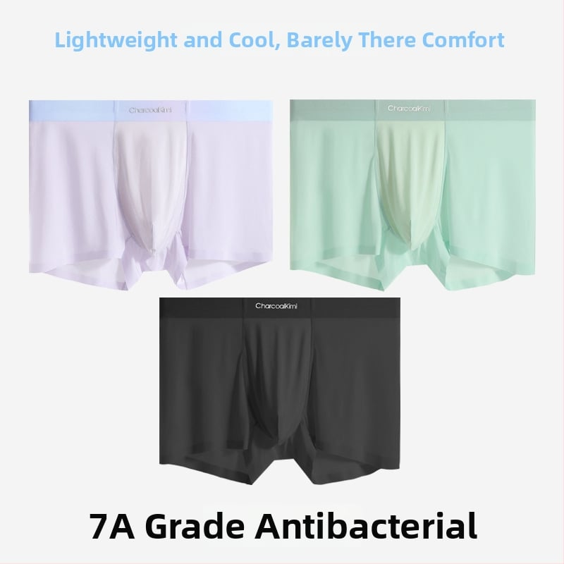 Boxeri bărbați din ice silk, respirabili, antibacterieni, fără cusături, talie medie