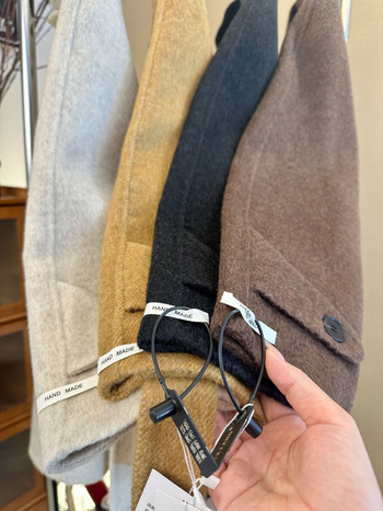 Női kétoldalas gyapjú kabát koreai stílusban, középhosszú, elől fűzős