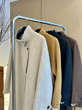 Női kétoldalas gyapjú kabát koreai stílusban, középhosszú, elől fűzős