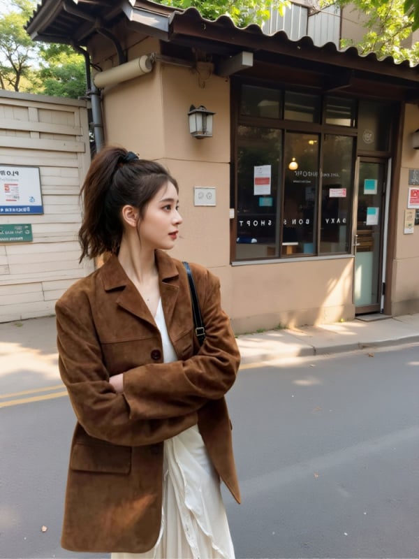 Női velúr-blézer, kosztüm-nyakkal, egy soros gombos zárás, egyenes szabás