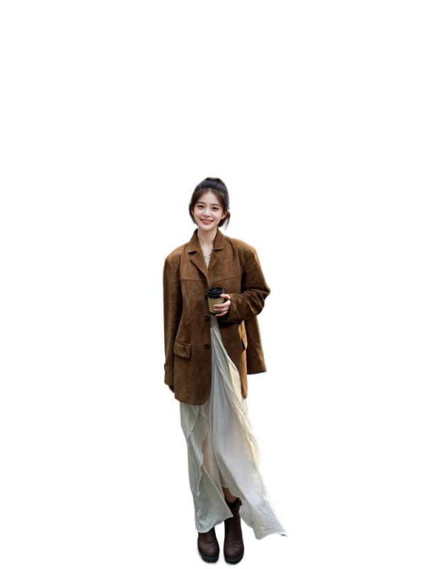 Női velúr-blézer, kosztüm-nyakkal, egy soros gombos zárás, egyenes szabás