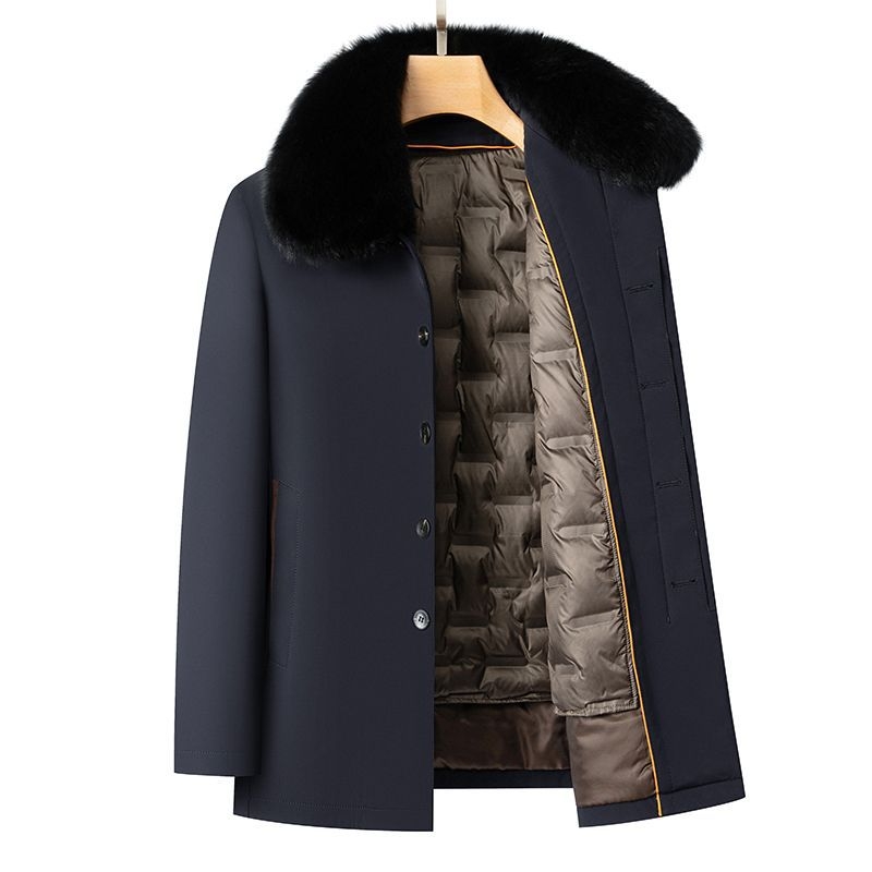 Muška jakna za jesen-zimu s odvojivom unutarnjom postavom i krznenim ovratnikom — bez kapulje, 95% poliestera, mješavina kemijskih vlakana, tri vrste podstava