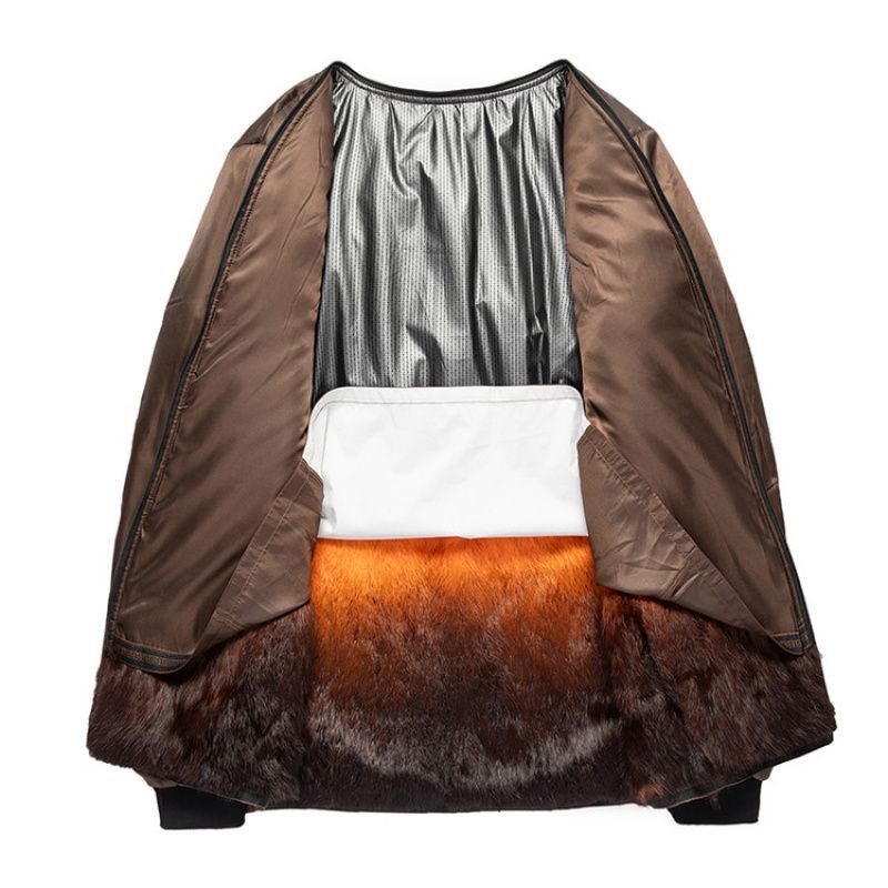 Muška jakna za jesen-zimu s odvojivom unutarnjom postavom i krznenim ovratnikom — bez kapulje, 95% poliestera, mješavina kemijskih vlakana, tri vrste podstava