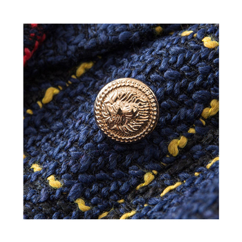 Női kockás blézer, karcsú szabás, normál hossz, zakós gallér, három sor dupla gombos zárás