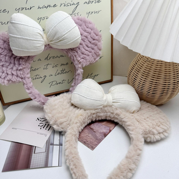 Fejfedő plüss anyagból, 3D masni, kézzel készült, uniszex, rajzfilmszerű stílus