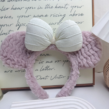 Fejfedő plüss anyagból, 3D masni, kézzel készült, uniszex, rajzfilmszerű stílus