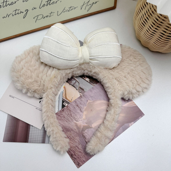 Fejfedő plüss anyagból, 3D masni, kézzel készült, uniszex, rajzfilmszerű stílus