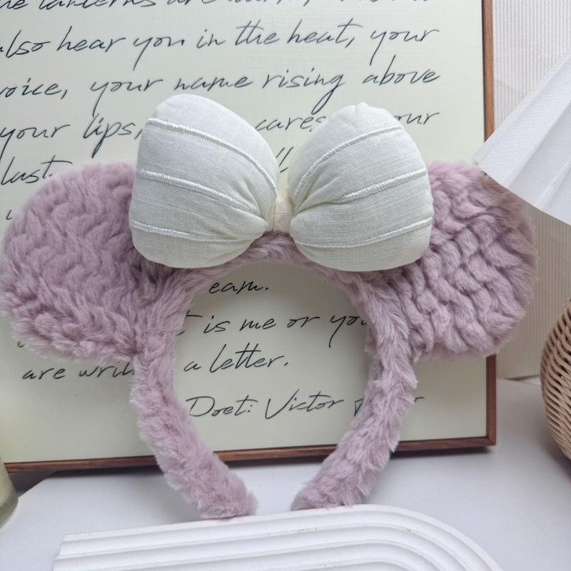 Fejfedő plüss anyagból, 3D masni, kézzel készült, uniszex, rajzfilmszerű stílus