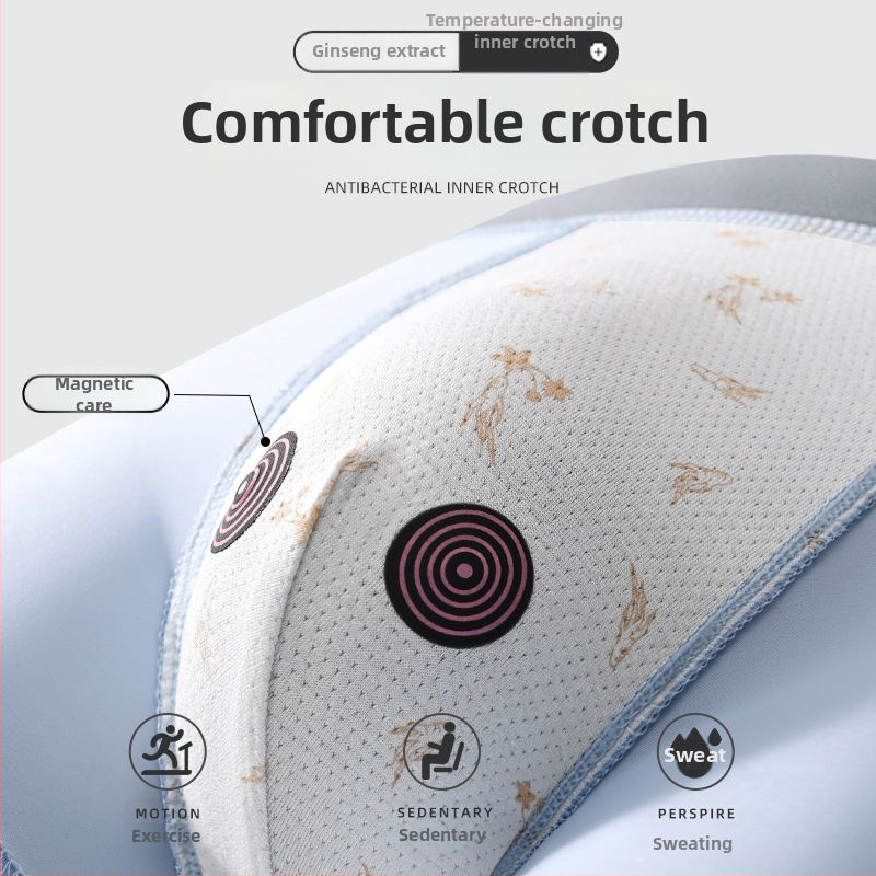 Chiloți funcționali magnetici pentru bărbați – aerisiți, fără cusături, boxer scurt talie medie, poliester cu căptușeală din bumbac