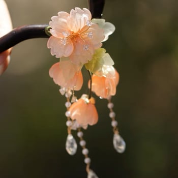 Clip de păr disc – accesorii cu floare, stil național, personalizabil; Material: sticlă/glazură; Potrivit pentru nunți, zile de naștere, festivaluri