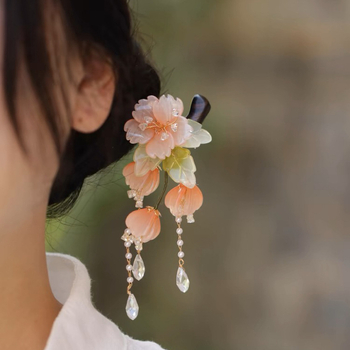 Clip de păr disc – accesorii cu floare, stil național, personalizabil; Material: sticlă/glazură; Potrivit pentru nunți, zile de naștere, festivaluri
