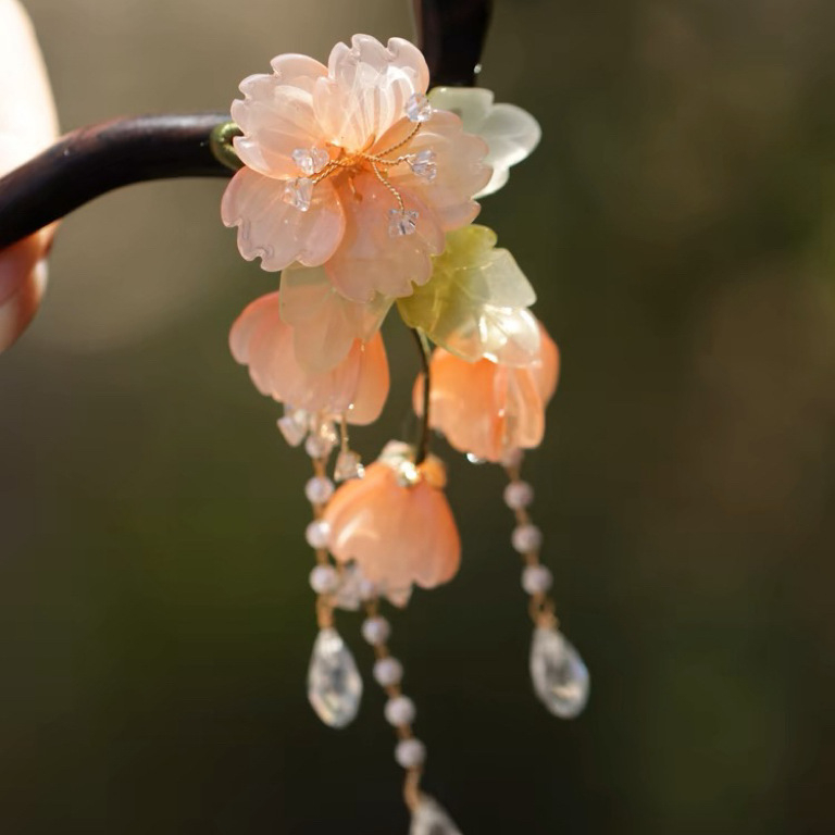 Clip de păr disc – accesorii cu floare, stil național, personalizabil; Material: sticlă/glazură; Potrivit pentru nunți, zile de naștere, festivaluri