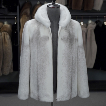 Férfi norkabőr kabát kapucnival, cipzárral, színblokkolt mintával.