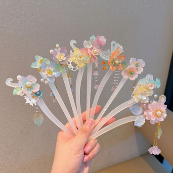 Agrafă de păr cu stil etnic și motiv floral, acril, XINFEI, model 505.