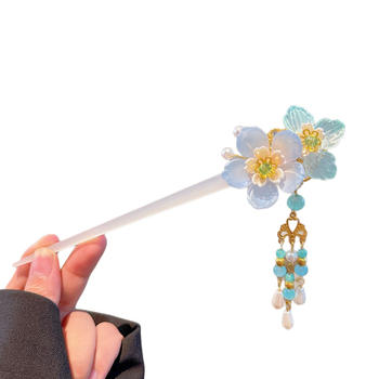 Agrafă de păr cu stil etnic și motiv floral, acril, XINFEI, model 505.