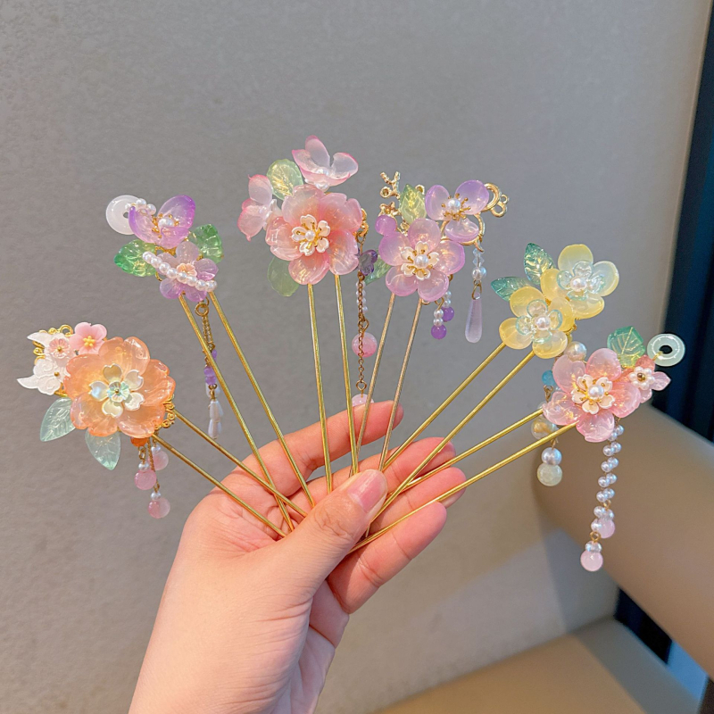 Agrafă de păr cu stil etnic și motiv floral, acril, XINFEI, model 505.