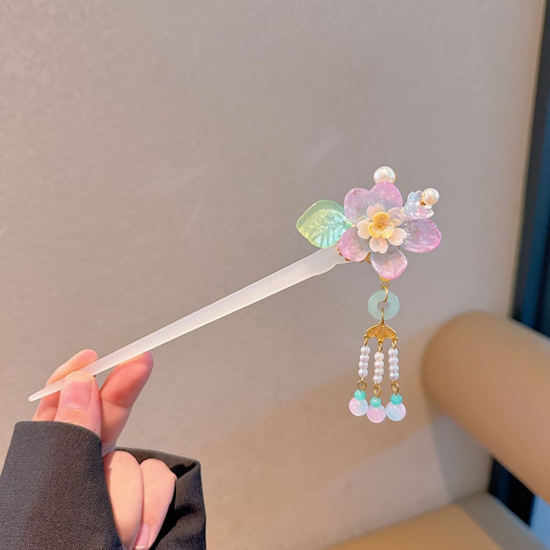 Agrafă de păr cu stil etnic și motiv floral, acril, XINFEI, model 505.