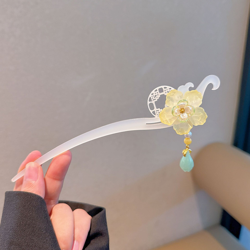 Agrafă de păr cu stil etnic și motiv floral, acril, XINFEI, model 505.