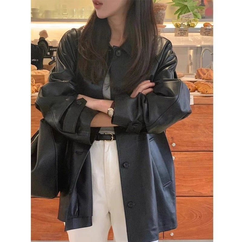 Γυναικείο PU δερμάτινο μπουφάν, υπερ-κοντό μήκος, τετράγωνος γιακά, φθινόπωρο 2025, μονομπρόστο κλείσιμο