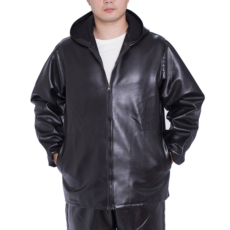 PU kožne radne kombinezone s kapuljom, vodootporne i otporne na ulje, prednji zatvarač, širokog kroja