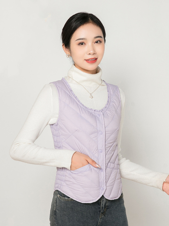 Ženska vesta s punjenjem od guščjeg downa, Slim fit, Chanel stil, poliester – Zima 2025