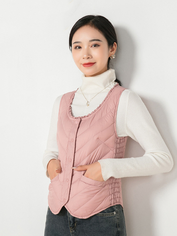 Ženska vesta s punjenjem od guščjeg downa, Slim fit, Chanel stil, poliester – Zima 2025