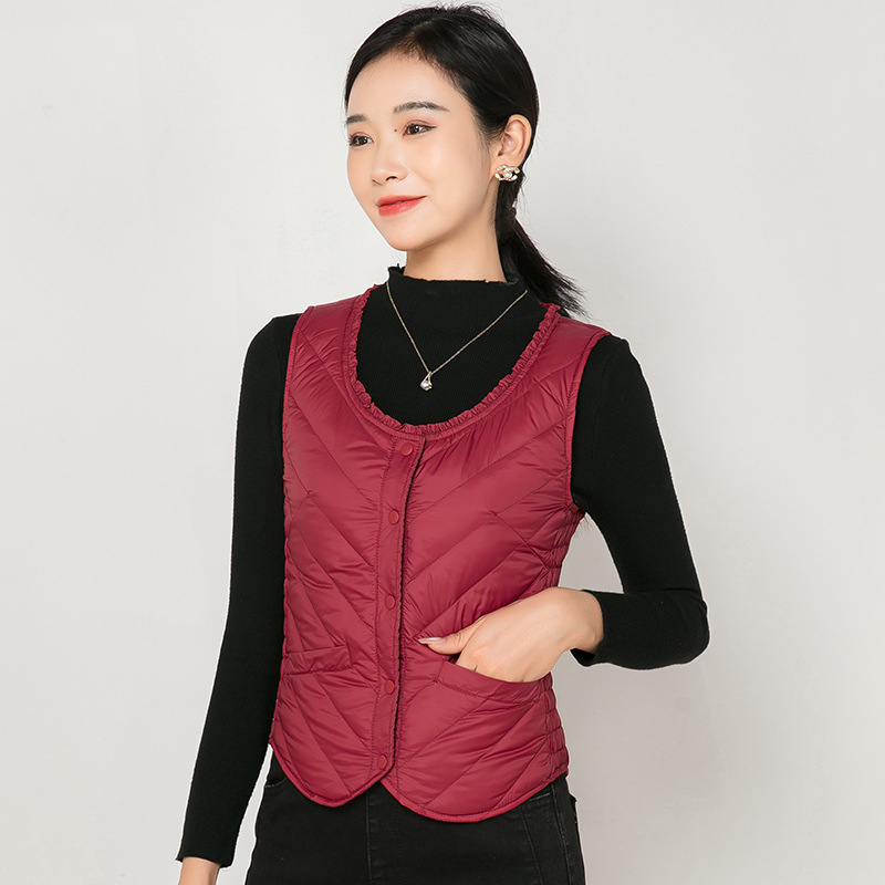 Ženska vesta s punjenjem od guščjeg downa, Slim fit, Chanel stil, poliester – Zima 2025